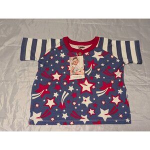 TesaBabe Girls 4th Of July Red/White/Blue Blouse 18-24 Months Bamboo Material